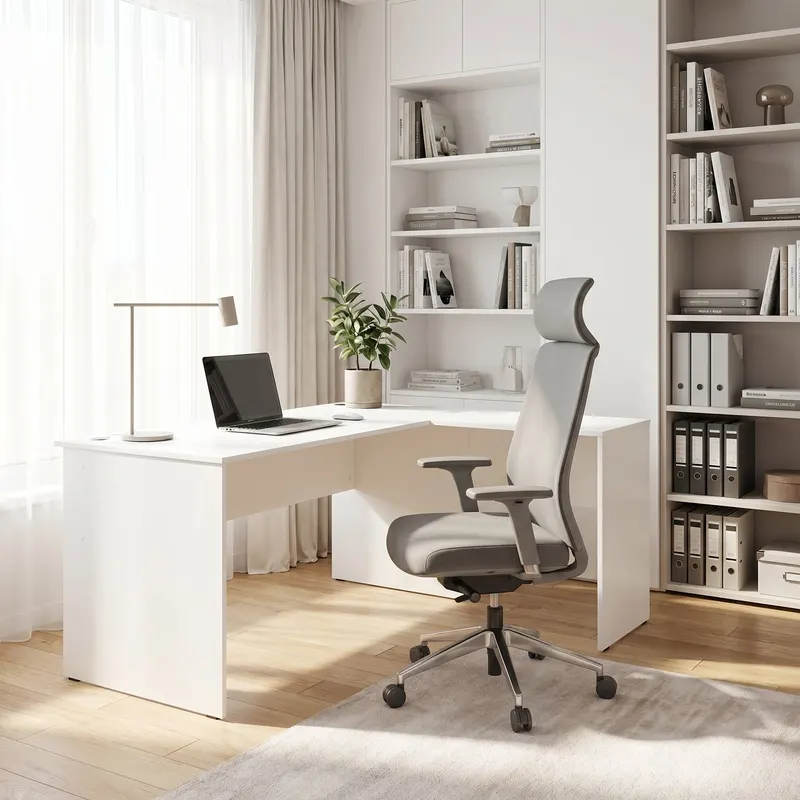 Birou RMS-320-DD-1 Home Collection® L Rio Office, Interschimbabil, Masa de colt, 160x75x144 cm - Alb
