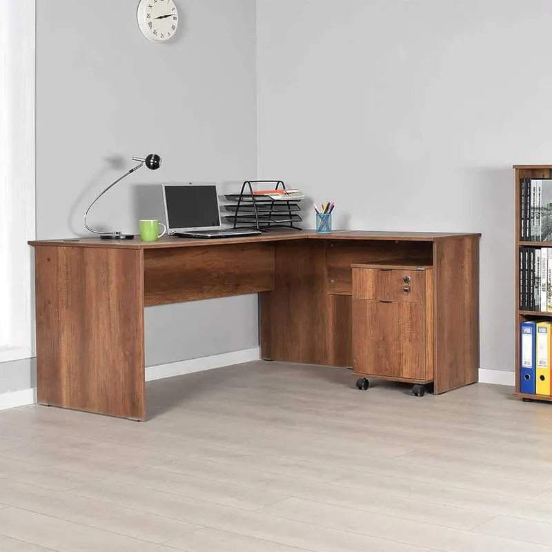 Birou RMS-320-DD-1 Home Collection® L Rio Office, Interschimbabil, Masa de colt, 160x75x144 cm - Maro