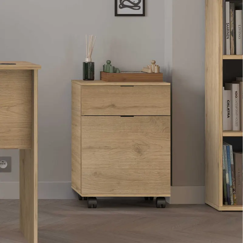 Corp Mobil RKM-311-DD-1 Home Collection® Rio Rollbox, usa, sertar cu cheie, 41x61x45 cm - Stejar