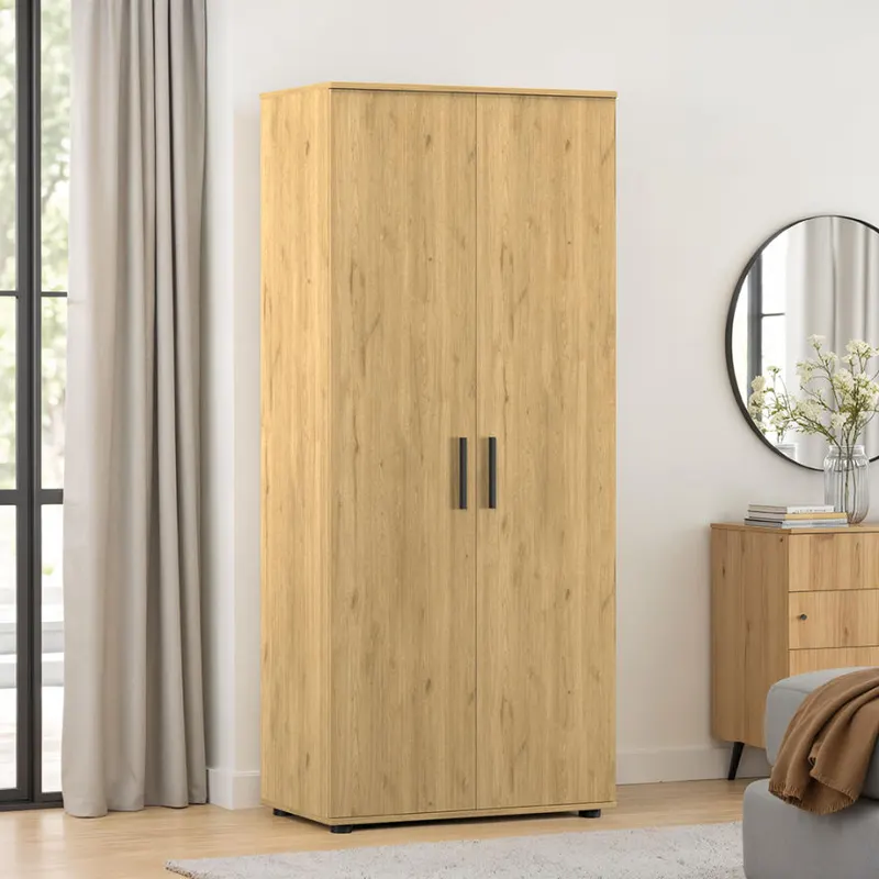 Dulap Haine GRD-320-BB-1 Home Collection® Trendline cu 2 usi si umeras, Alb - Stejar, 80x187x47 cm - Stejar