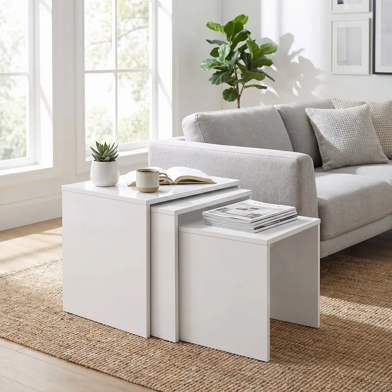 Set 3 Masute Cafea Zigon SHP-103-PP-1 Home Collection®, 55x47x40 cm - Alb