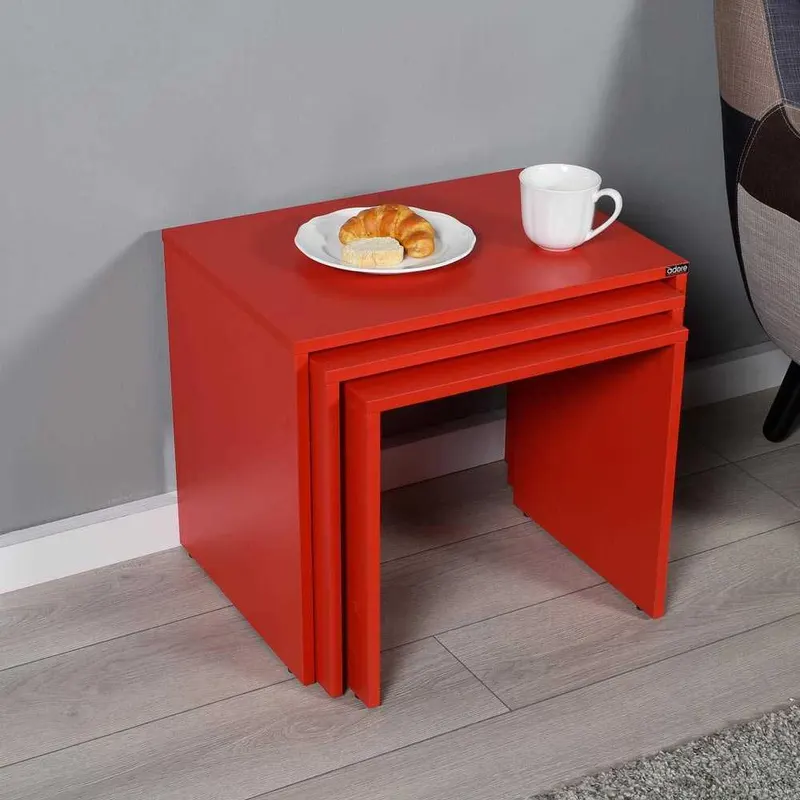 Set 3 Masute Cafea Zigon SHP-103-PP-1 Home Collection®, 55x47x40 cm - Rosu