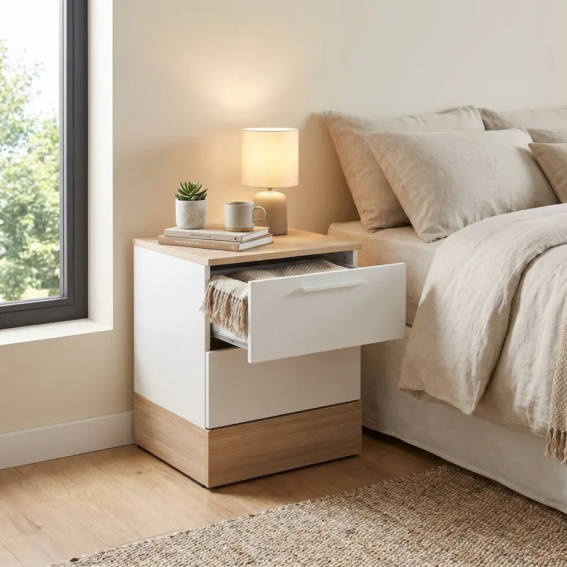 Noptiera KMD-820-MB-1 Home Collection® Base, 2 sertare, Alb, 45x52x40 cm - Alb