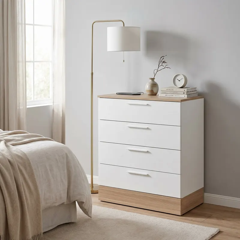 Comoda SFN-840-MB-1 Home Collection® Base, 4 sertare, Crem / Alb, 72x88x40 cm - Alb