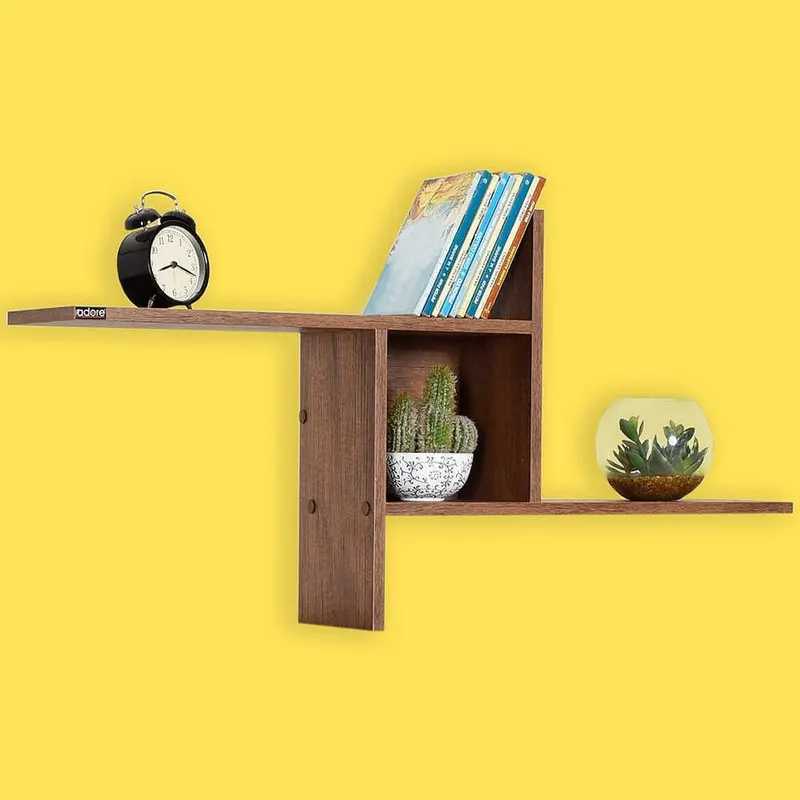 Raft de perete RAF-04-DD-1 Home Collection® Windmill cu 3 Compartimente, 100x50x18 cm - Maro
