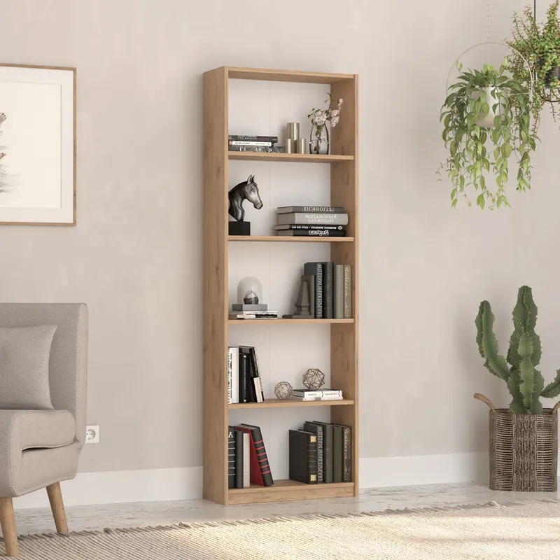 Biblioteca KTP-150-BB-1 Home Collection® Nurdan, 5 rafturi, 58x170x23 cm - Stejar