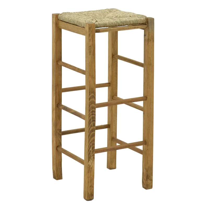 Taburet pentru cafenea fara latime cu covor Bodier-Charchie I din lemn de nuc de la 35x35x78cm - Natural