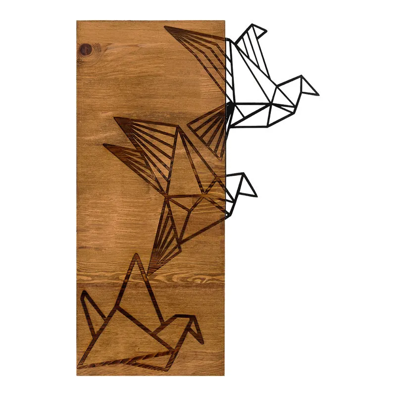 Decorațiune de perete cu funcție decorativă Perdon, Stil modern, Lemn de pin și Metal negru, 30x3x60cm - BLACK - NATURAL