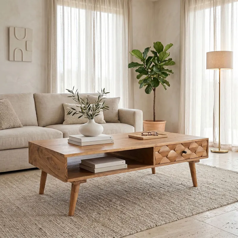 Masuta de cafea Kaldio, Natural, 120x60x40 cm - Natural