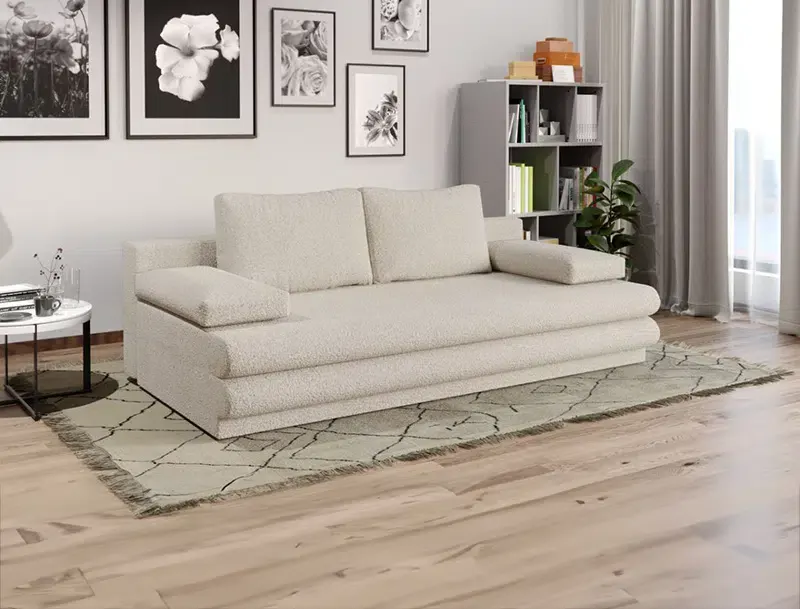 Canapea Extensibila Sensi plusata aspect lana alba