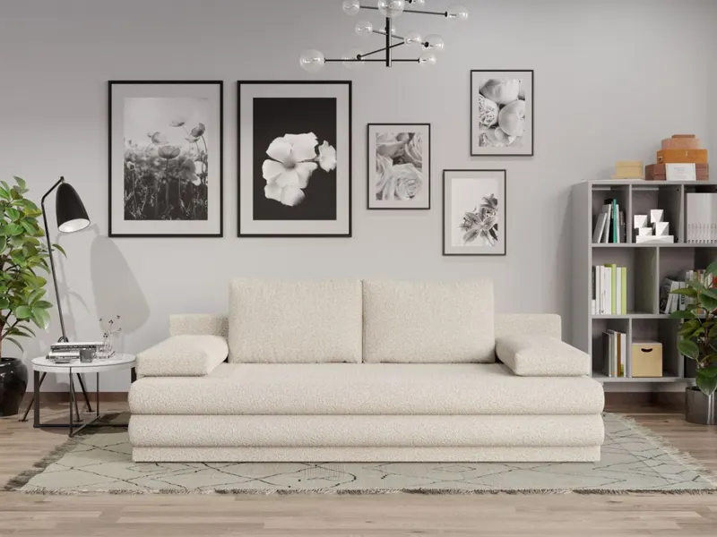 Canapea Extensibila Sensi plusata aspect lana alba — imaginea 2