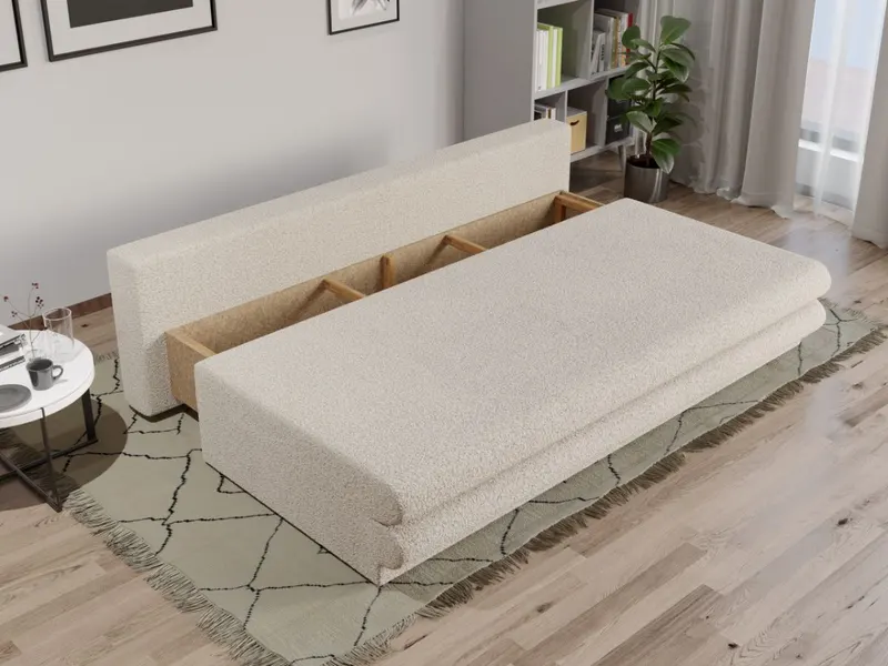 Canapea Extensibila Sensi plusata aspect lana alba — imaginea 3