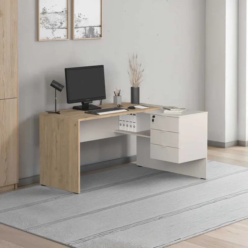 Birou CMS-743-FV-2 Home Collection® Madrid cu 3 sertare, Stejar, 140x75x107 cm - Stejar