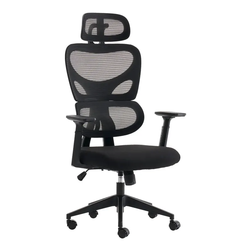 Scaun de birou ergonomic Manager, Mesh, negru, 67x64x120-128 cm - Negru