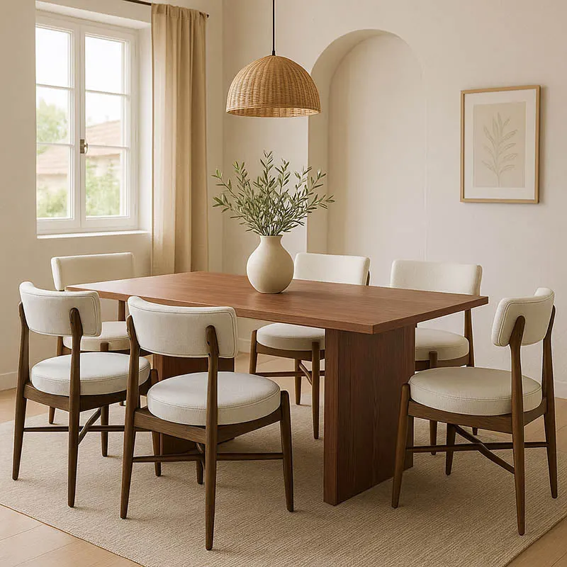 Set de sufragerie Eleganza-Raudi 7 piese, nuc, 180x99x76 cm - Nuc