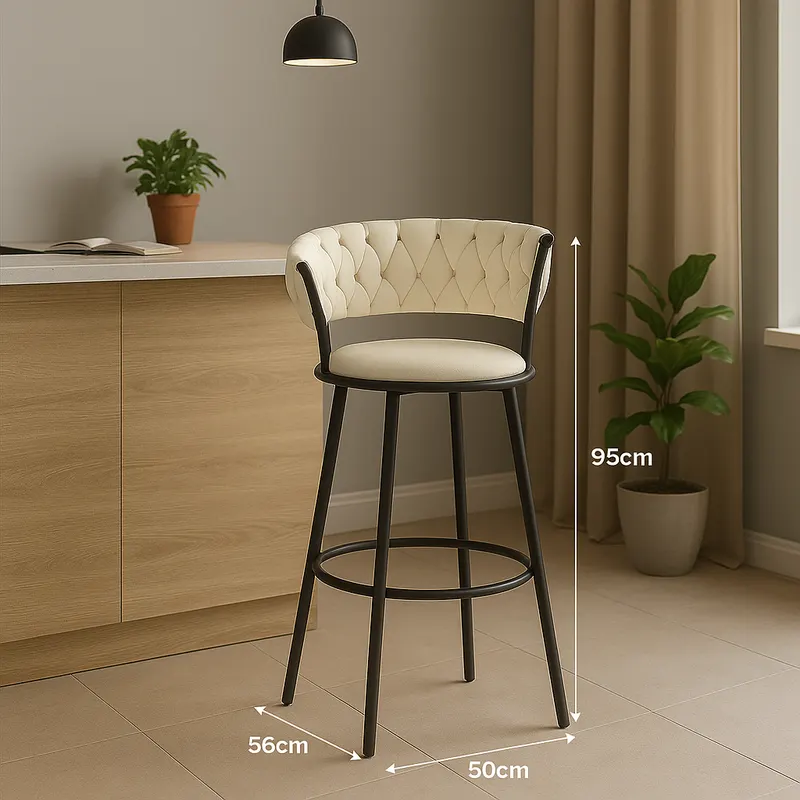 Scaun bar Alkia, Bej, 50x56x95 cm - Bej