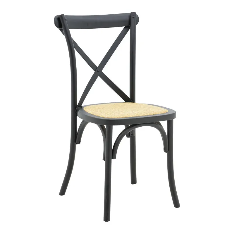 Scaun stivuibil Dylon negru, lemn de fag-scaun din ratan, Natural, 48x52x89 cm - Natur