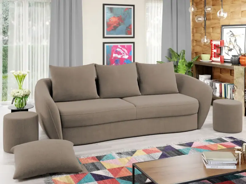 Canapea Velur Cappuccino — imaginea 2
