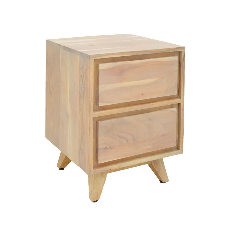Noptiera Emira, Lemn de salcam, Natural, 40x40x54 cm - Natur