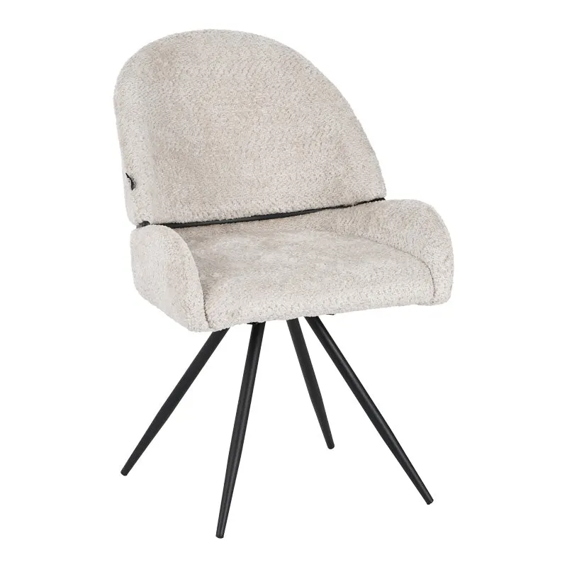 Scaun rotativ Morea, boucle si metal, 68x66x82 cm - Bej