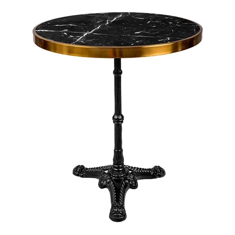 Masa Andeket, fonta, Negru-Auriu, 70x70x72 cm - Negru