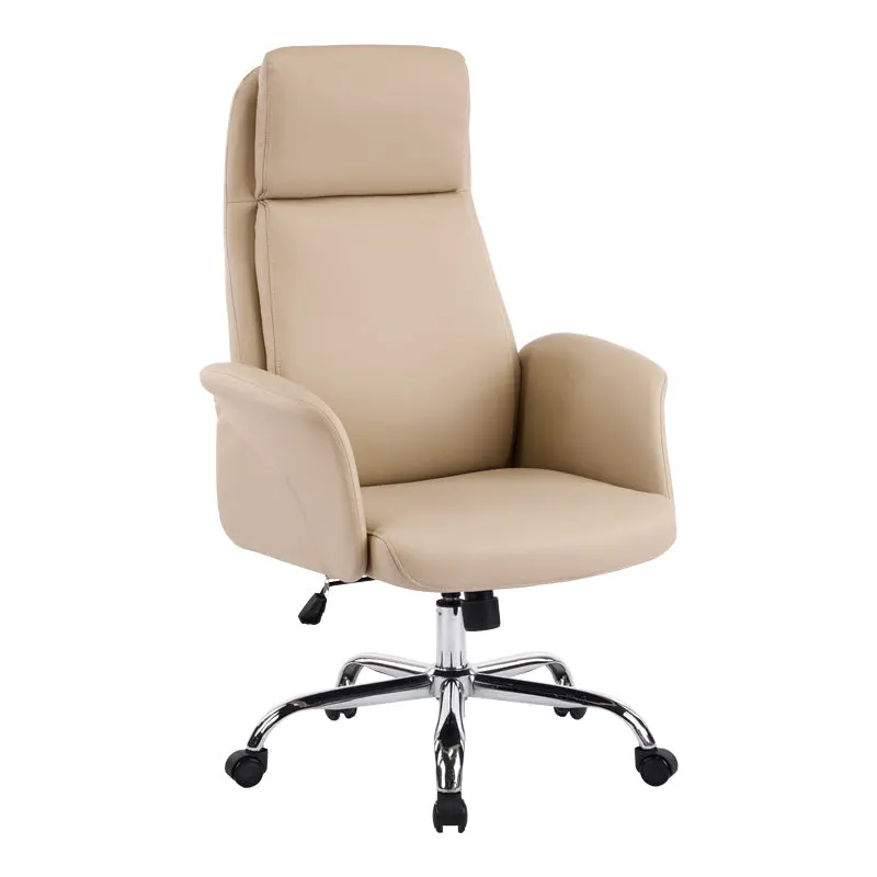Scaun de birou managerial Derjio, piele PU, 68x66x115 cm - Bej