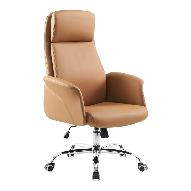Scaun de birou managerial Derjio, piele PU, 68x66x115 cm - Maro