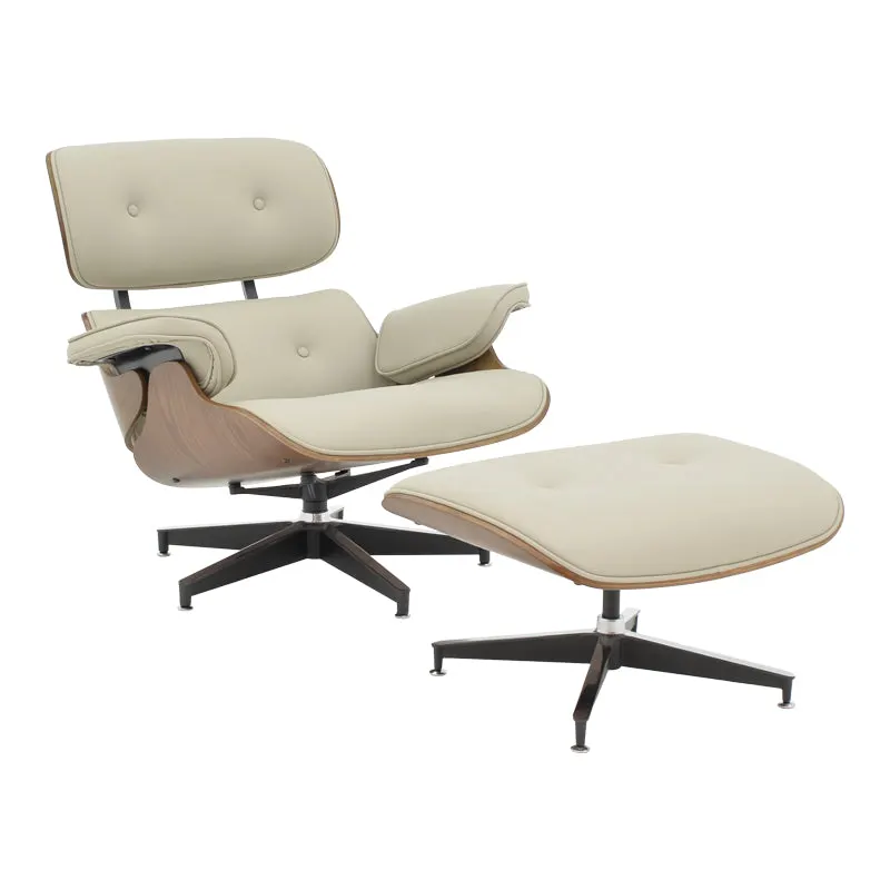 Fotoliu-taburet relax Eames, Negru - Nuc, 82x92x82 cm - Negru