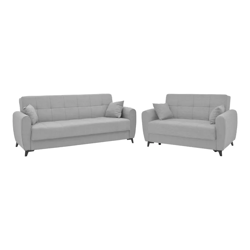Set de living 2 piese Lincoln, Gri deschis, 85x225 cm - Gri