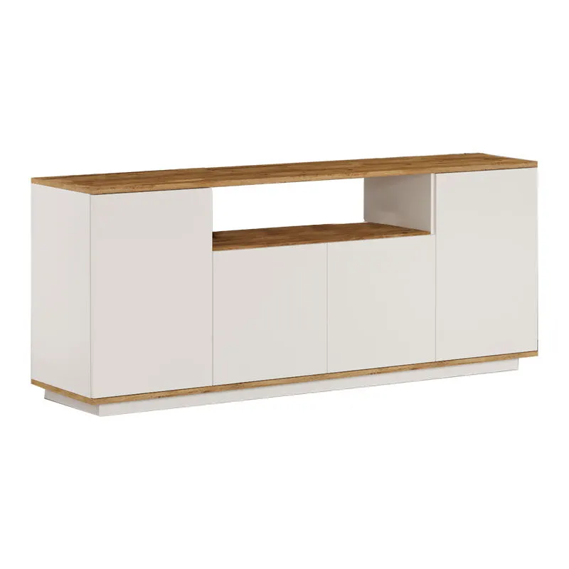 Comoda Placefol, alb - natural, 180x44x75 cm - Natur