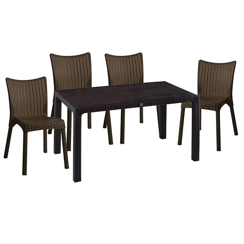 Set de gradina masa si scaune Explore-Confident set 5 piese, maro, 150x90x73 cm - Maro