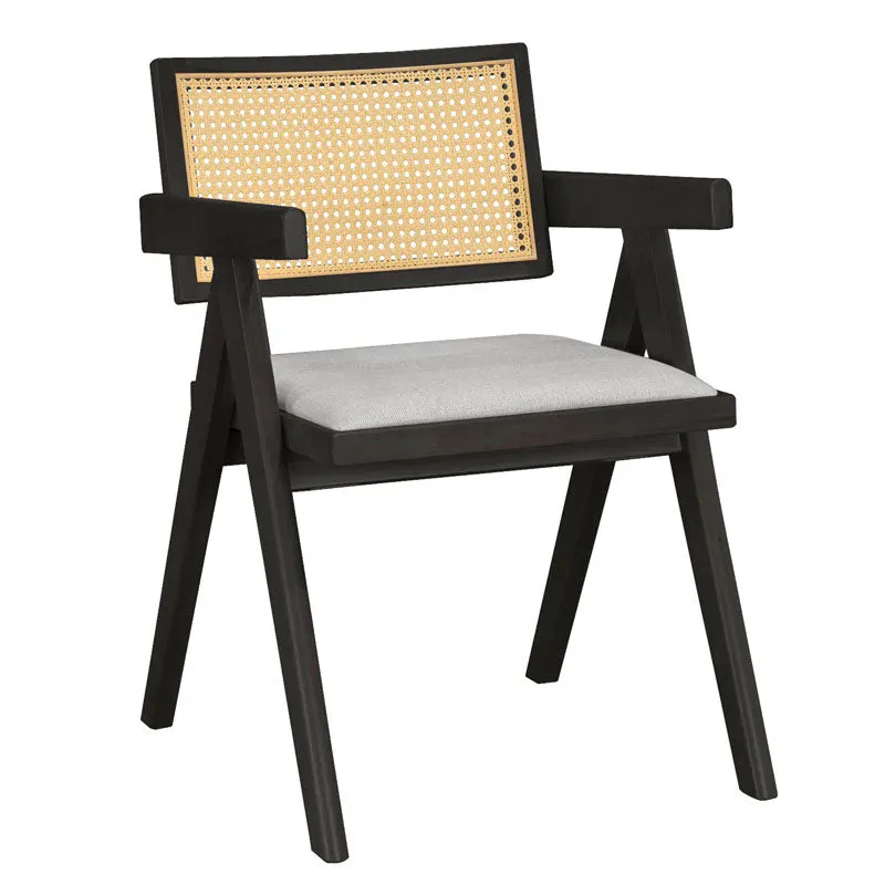 Fotoliu Winslow negru PVC ratan Natural tesatura, Gri, 64x56 cm - Gri