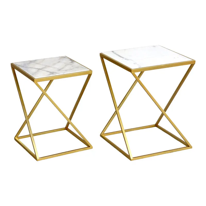 Set 2 masute laterale Zoliene, Auriu, 40x40x53 cm - Auriu