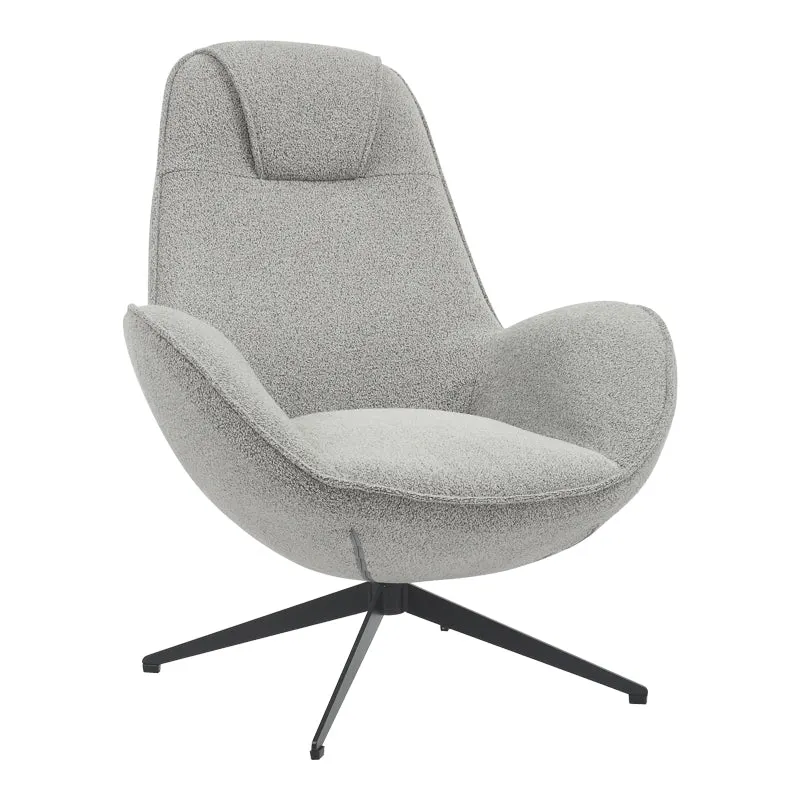 Fotoliu rotativ Flago boucle tesatura, Gri deschis, 85x88x104 cm - Gri