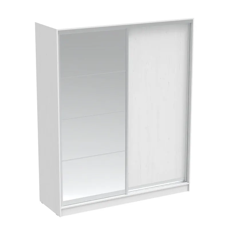 Dulap dormitor cu 2 usi glisante cu oglinda Aparador, Alb - Stejar, 180x60x220 cm - Alb