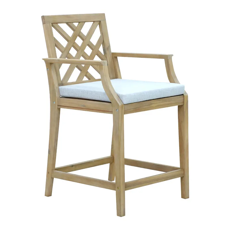 Scaun de bar Amalfi lemn masiv, bej, 59x64x105 cm - Natur