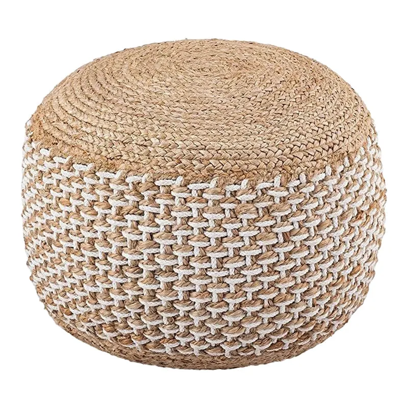 Scaun-pouf Bocca din iuta, Natural, D40x45 cm - Natur