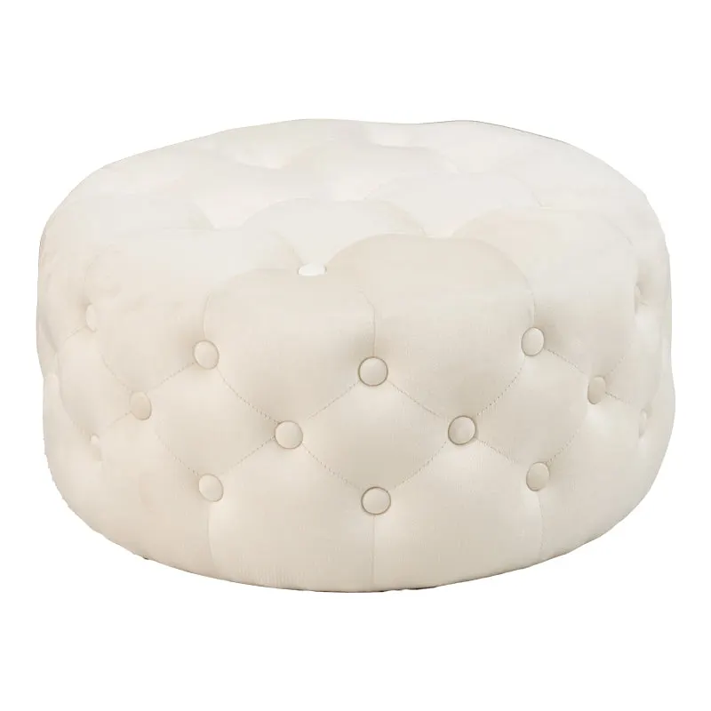 Puf taburet Ferdia catifea, crem, 59x59x28 cm - Bej