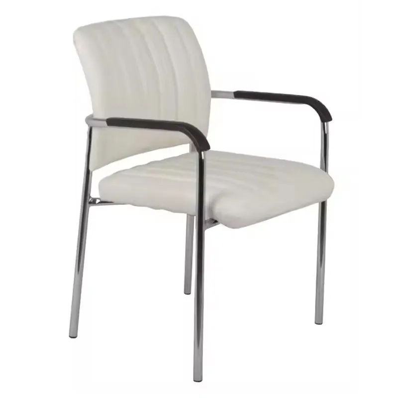Scaun oaspeti stivuibil Cazen picior pu-crom, alb, 55x49x84 cm - Alb