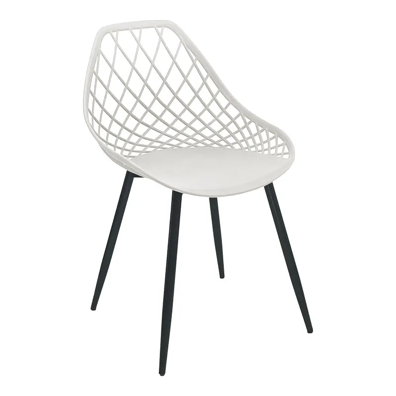 Scaun de gradina Suan picioare metal negru, alb, 56x49x82 cm - Alb