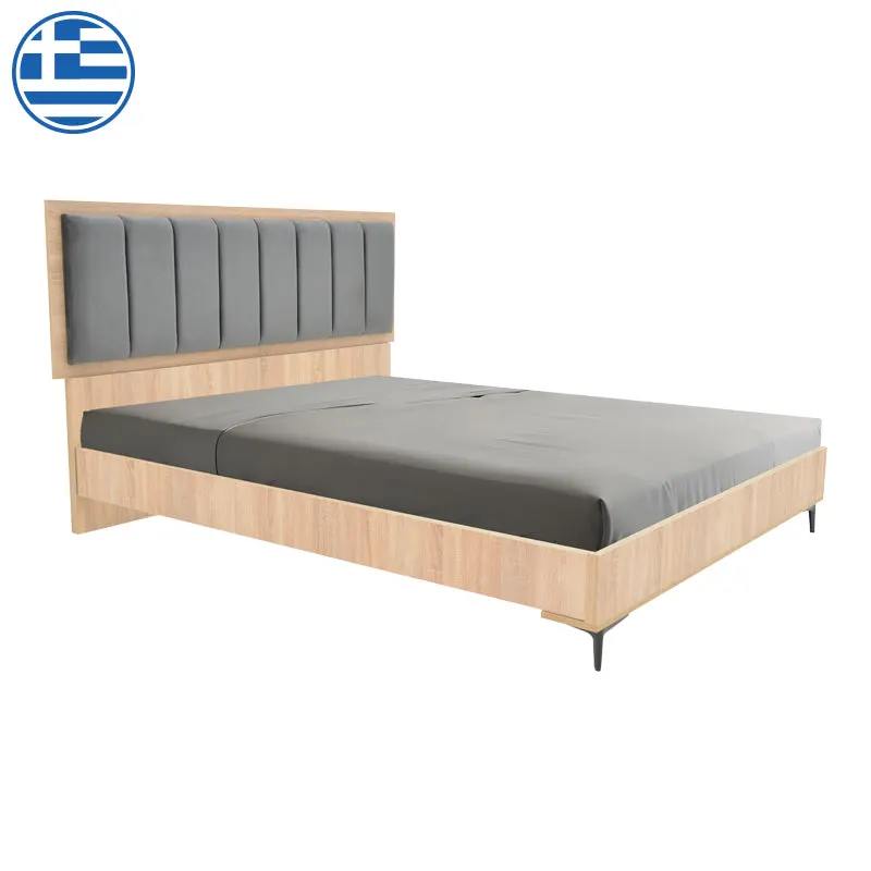 Pat dublu cu spatiu de depozitare Monacol, Gri inchis, 160x200x20 cm - Gri