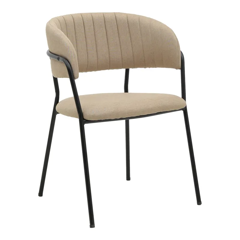 Scaun Morel, stofa si metal, 55x55x76 cm - Bej