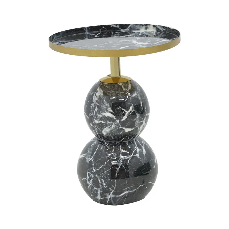Masuta laterala Dearest marmura metal, negru-auriu, D41x57 cm - Negru