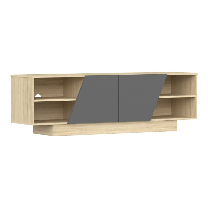 Comoda TV Stevie, Diverse culori, 160x40x50 cm - Sonoma-Gri inchis