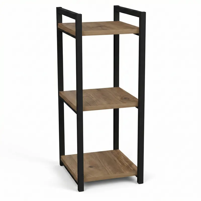 Raft de podea Negru metal, Natural, 33x28x70 cm - Natur