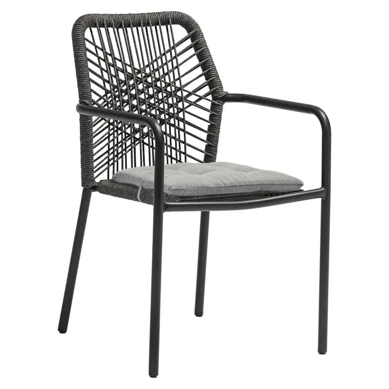 Scaun de gradina Kherson aluminiu ropa antracit- perna, gri, 55x61x84 cm - Gri