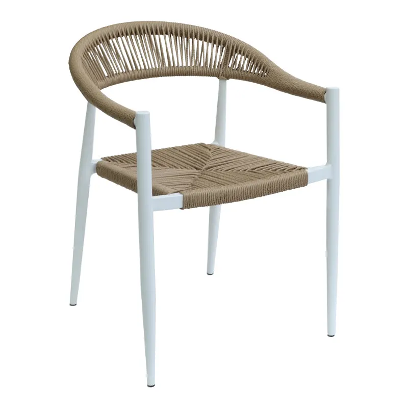 Fotoliu de gradina Fagen alb aluminiu Natural textilena, 56x60x78 cm - Alb