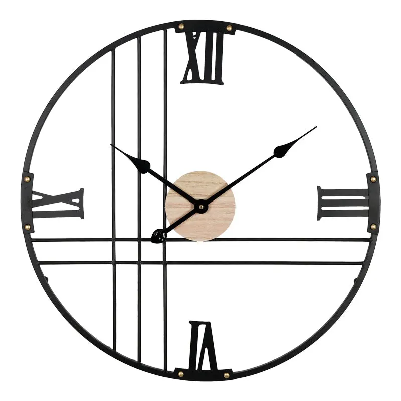 Ceas de perete Latine metal, neagra, 60x60 cm - Natur
