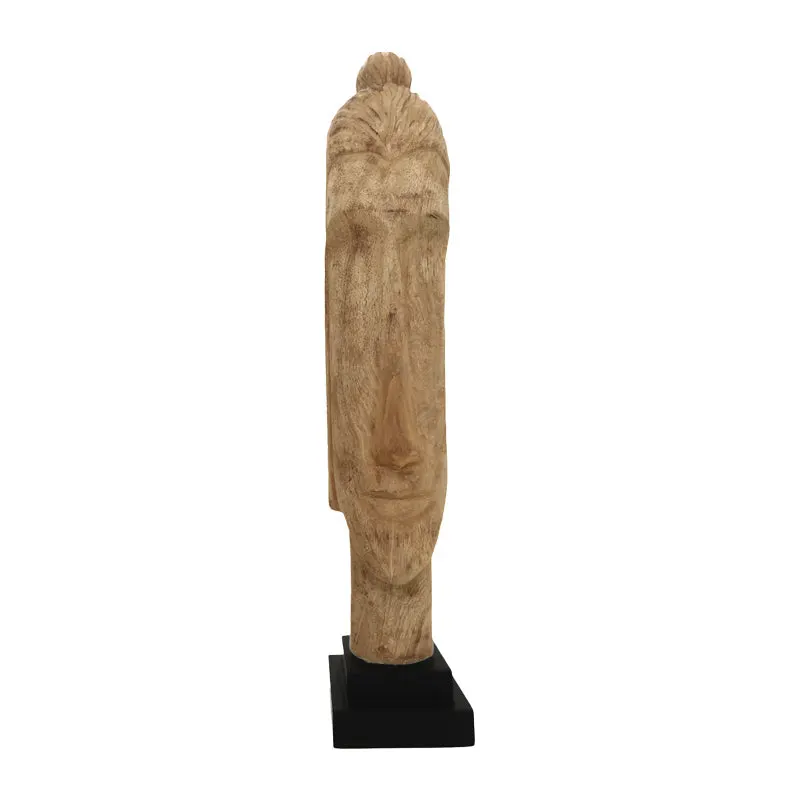Statueta Buddha Dran bust lemn de mango, Natural, 12x12x63 cm - Natur