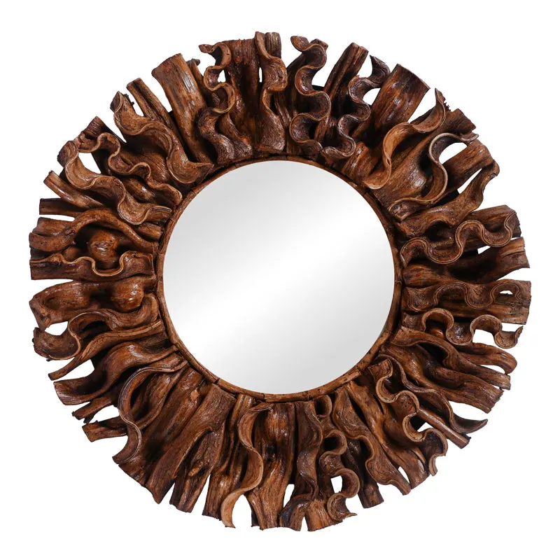 Oglinda cu rama de lemn Adrez Boho, Natural, 70x70 cm - Natur